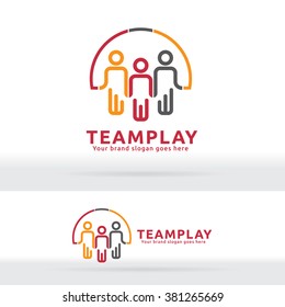 Team Work Play Logo. Community sign. Unity symbol. Company Staff. Public organization. Good relationship colleagues.