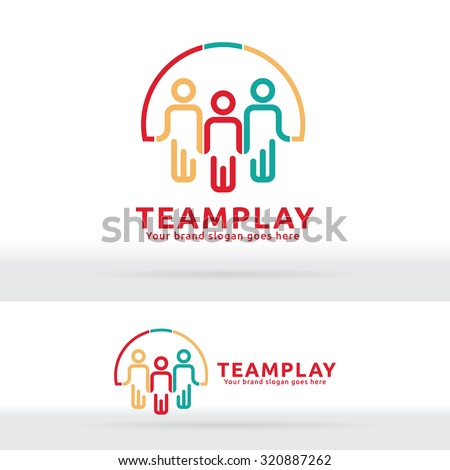 Team Work Play Logo. Community sign. Unity symbol. Company Staff. Public organization. Good relationship colleagues.