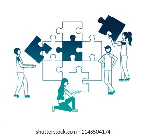 team work with puzzle pieces