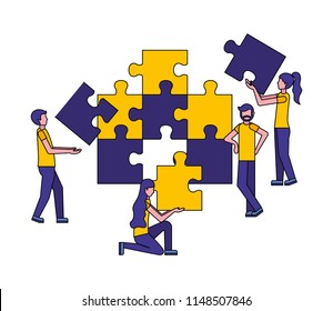 team work with puzzle pieces