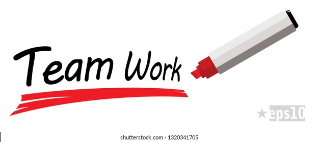 team work, red marker pen