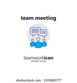 Team Work Related Vector Line Icon. Team Meeting Icon Editable Stroke. Suitable for company and business icon