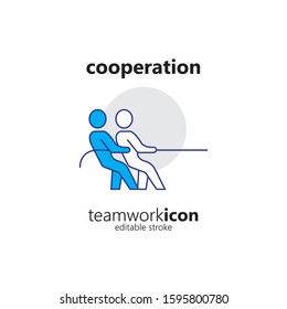 Team Work Related Vector Line Icon. Cooperation Icon Editable Stroke. Suitable for company and business icon