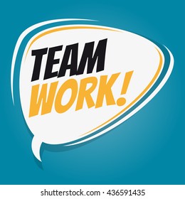 team work retro speech bubble