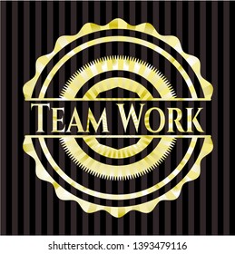 Team Work shiny emblem. Vector Illustration. Detailed.