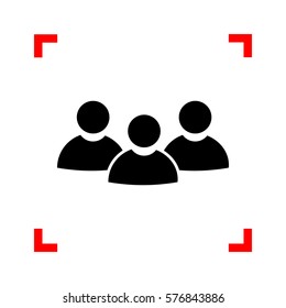 Team work sign. Black icon in focus corners on white background. Isolated.