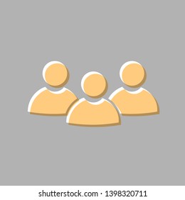 Team work sign. Emboss effect with light orange icon on gray background.
