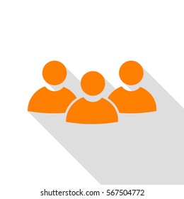 Team work sign. Orange icon with flat style shadow path.