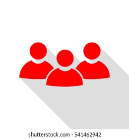 Team work sign. Red icon with flat style shadow path.