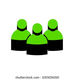 Team work sign. Vector. Green 3d icon with black side on white background. Isolated.