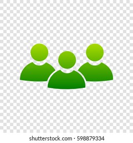 Team work sign. Vector. Green gradient icon on transparent background.