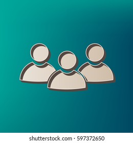Team work sign. Vector. Icon printed at 3d on sea color background.