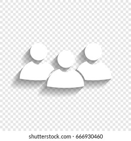 Team work sign. Vector. White icon with soft shadow on transparent background.