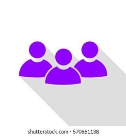 Team work sign. Violet icon with flat style shadow path.