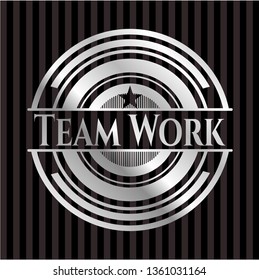 Team Work silver emblem or badge