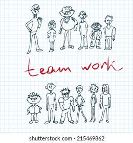 team work sketch vector