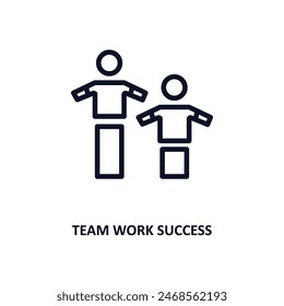icono de éxito de trabajo en equipo. Icono de éxito de trabajo en equipo de línea fina de la colección de personas. Vector de contorno aislado sobre fondo blanco. El símbolo editable del éxito del trabajo en equipo se puede utilizar en Web y móvil