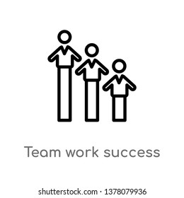 team work success vector line icon. Simple element illustration. team work success outline icon from people concept. Can be used for web and mobile