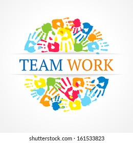 Team work symbol. Vector creative concept.