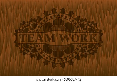 Team Work text inside Fur badge. Animal classic background. Vector illustration. 