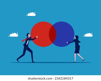 Team work. Two businessmen work together