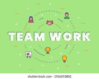 team work typography calligraphy word art with filled color style