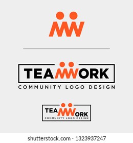 team work typography community human logo template vector illustration icon element isolated