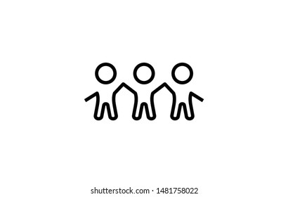 Team Work User Group Vector Line Icon. Children Friendship Linear style sign for mobile concept and web design. Business people outline vector icon. Symbol, logo illustration. Editable Stroke