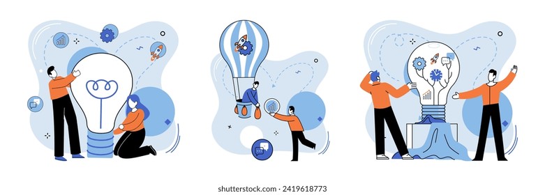 Team work vector illustration. Planning and effective communication are essential for project success Innovation is nurtured through collaborative team environment The team work concept highlights