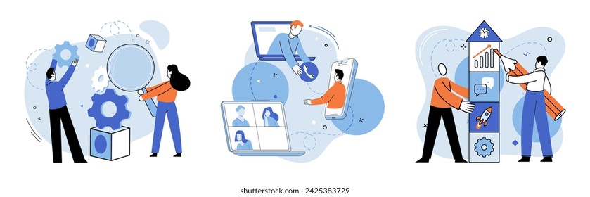 Team work vector illustration. Strategic occupation choices align with long term company goals The companys strategic planning ensures successful execution projects Effective teamwork