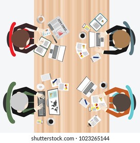 Vista de trabajo en equipo en la parte superior