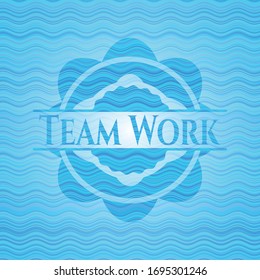 Team Work water wave badge. Vector Illustration. Detailed.