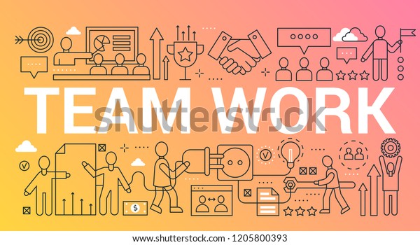 Team Work Word Trendy Composition Concept Stock Vector Royalty