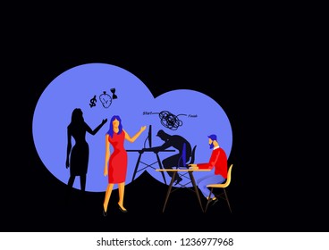 Team worker in the office have a shadow background under the pressure of time and money, economy.