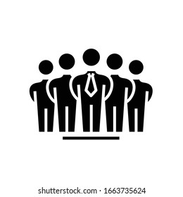 Team workers black icon, concept illustration, vector flat symbol, glyph sign.