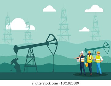 team workers extracting oil team workers extracting oil