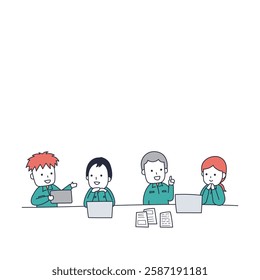 A team of workers increases productivity through active exchange of ideas