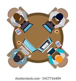 team workers using computers in the workplace