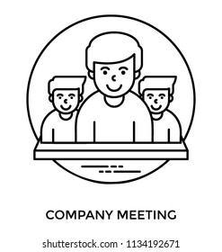 Team of workers where one is leader accompanied with two team members, showing business team icon