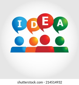 Team workin. Idea. Brainstorming with group of people.
