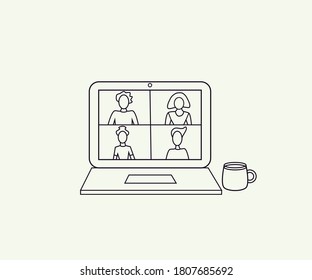 Team working by group video call share ideas brainstorming negotiating use video conference