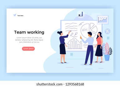 Team working concept illustration, perfect for web design, banner, mobile app, landing page, vector flat design 