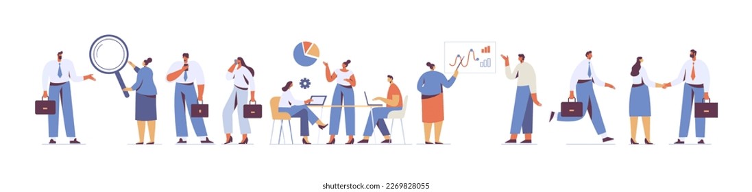 Trabajo en equipo, cooperación. Asociación. Ilustración vectorial de diseño plano.