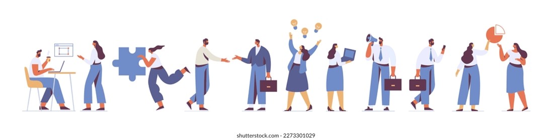 Team working, cooperation. Partnership. Vector illustration in flat design style.