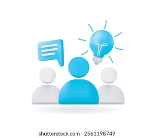 Team working with idea light bulb and bubble chat
