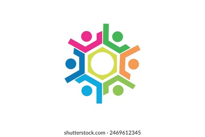 Team working logo, flat style Pro Vector People group logo design vector , in white background. Free Vector