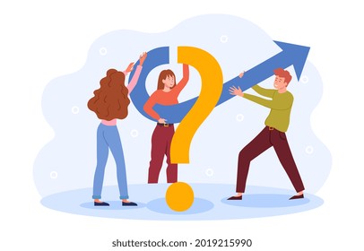 Equipo que trabaja en tareas de toma de decisiones. Desenreda el problema para alcanzar nuevas alturas y objetivos. Ilustración cartográfica plana concepto vector diseño metáfora abstracta aislado en fondo blanco