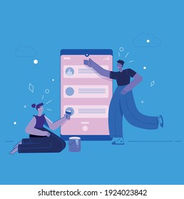 Team working online or building web
