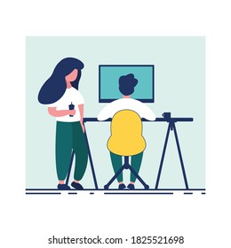 Team Working - Stock Vector Illustration