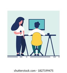 Team Working - Stock Vector Illustration